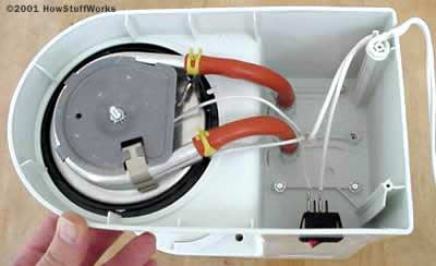 view inside the bottom of the coffee maker